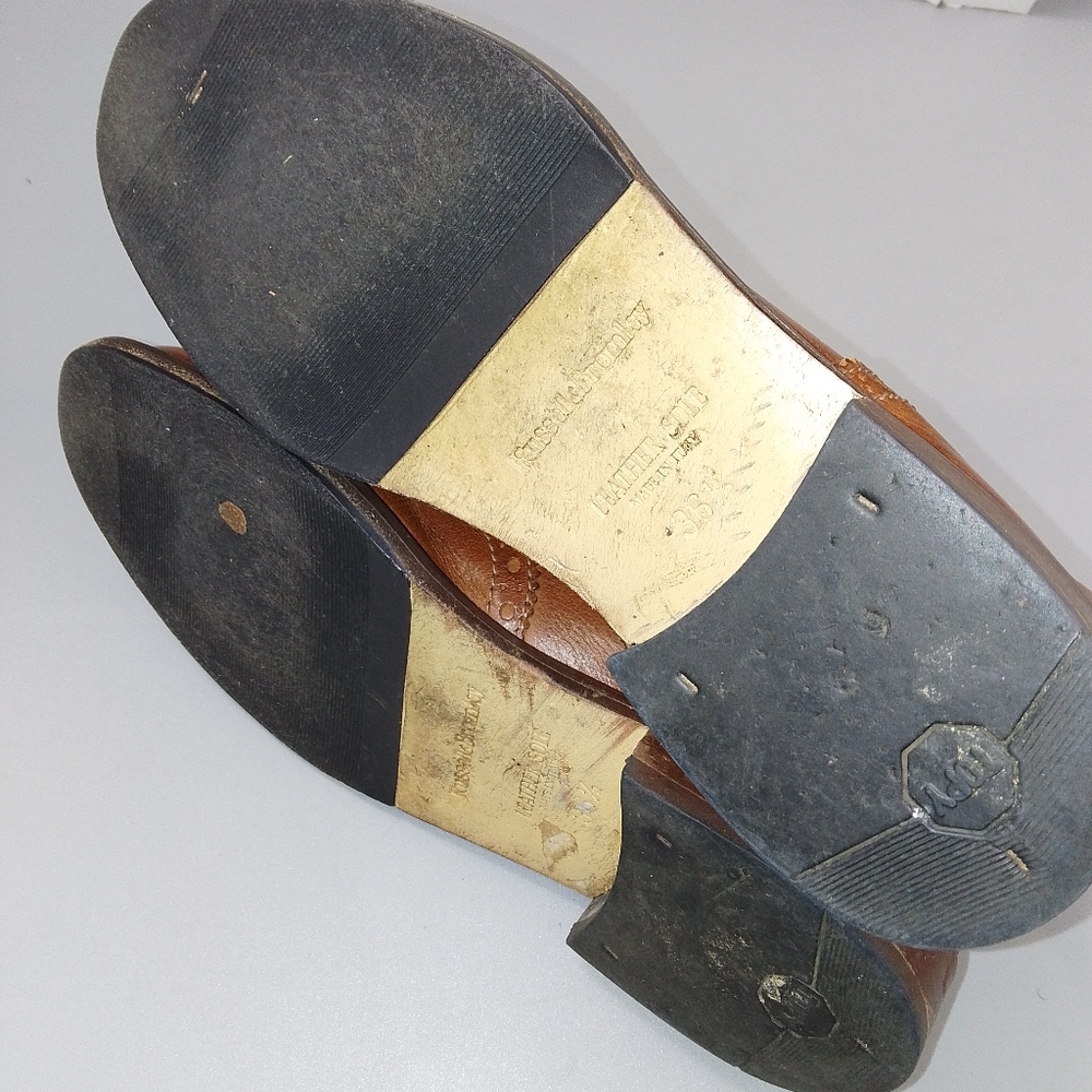 Size UK 3.5 EU 36.5 Russell & Bromley 'Cadogan' Brown Tan Brogue Chelsea Boots - Picture 8 of 9